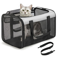 Conlun soft-sided cat carrier exterior front view, convenient for in-cabin travel