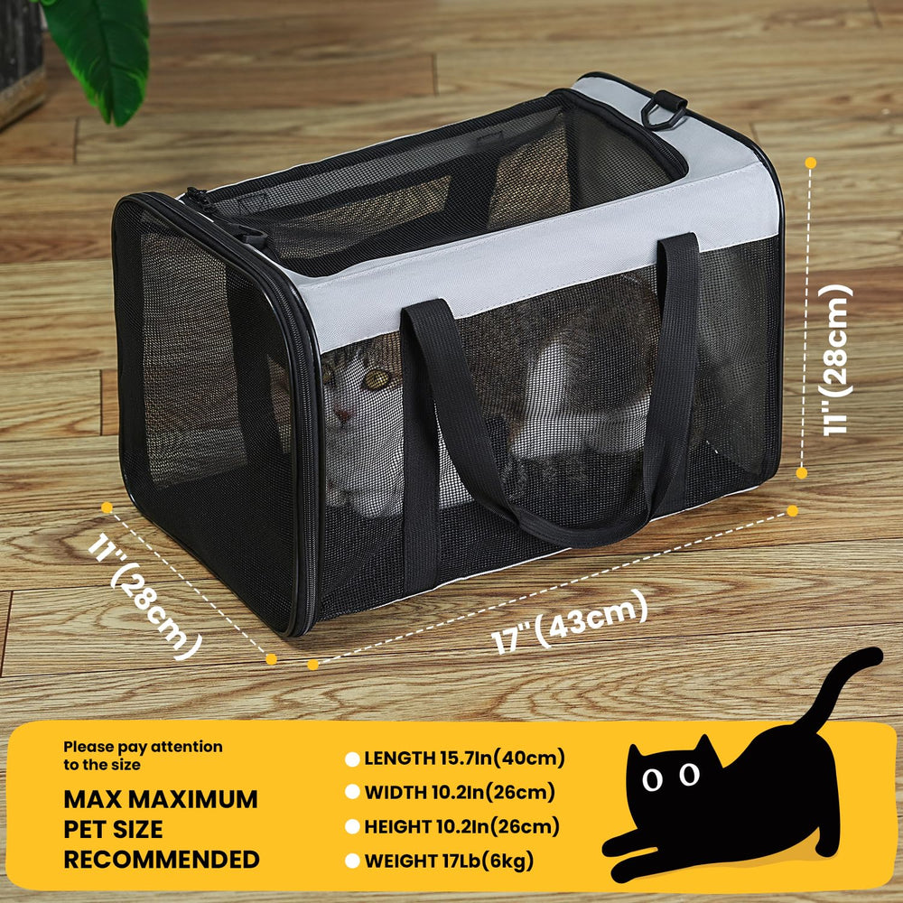 Conlun soft-sided cat carrier interior soft lining promotes pet comfort during flights