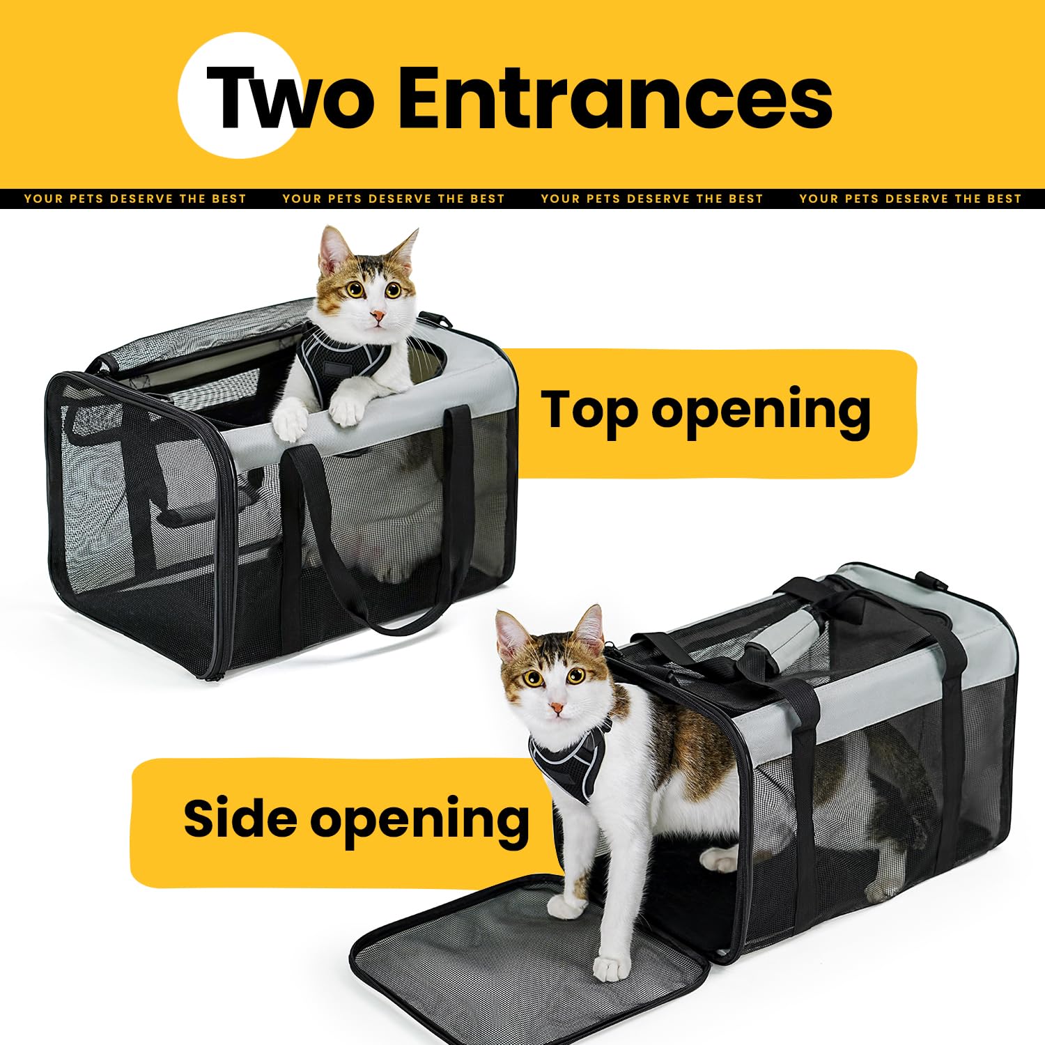 Conlun soft-sided cat carrier ventilated mesh windows ensure airflow and visibility