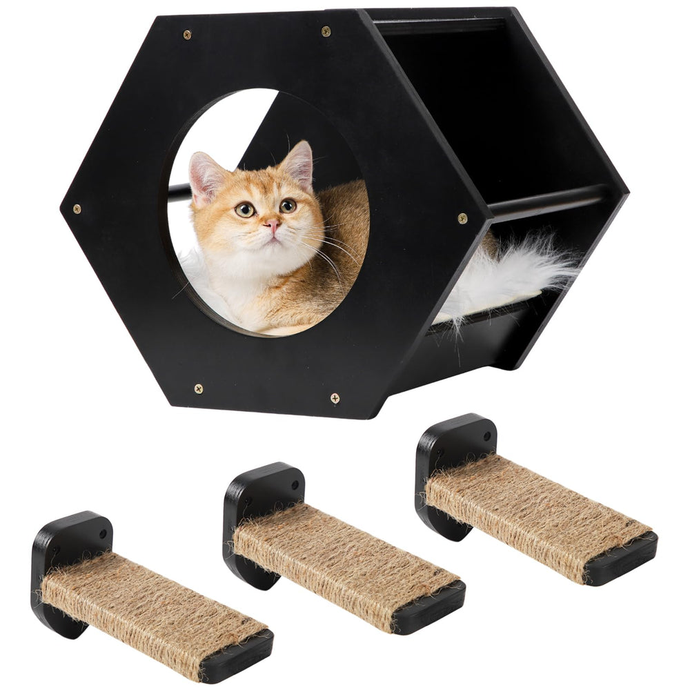 COOLEX cat shelf wall-mounted black provides space-saving climbing area for curious cats