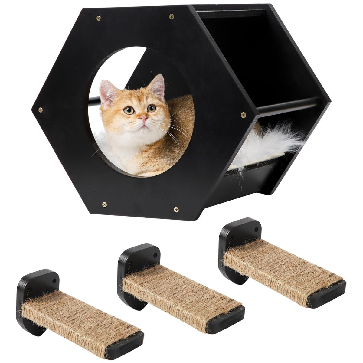 COOLEX cat shelf wall-mounted black provides space-saving climbing area for curious cats