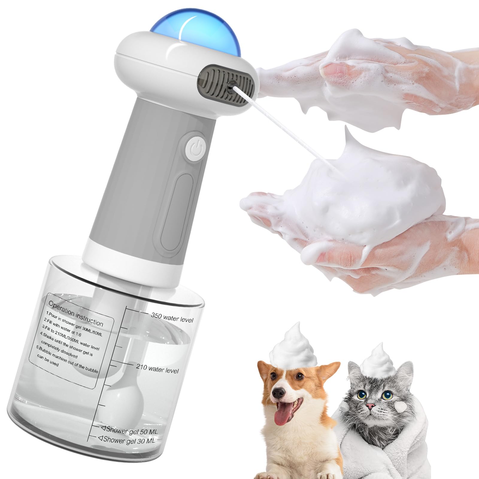 Coocake electric dog shampoo dispenser front view for mess-free baths.