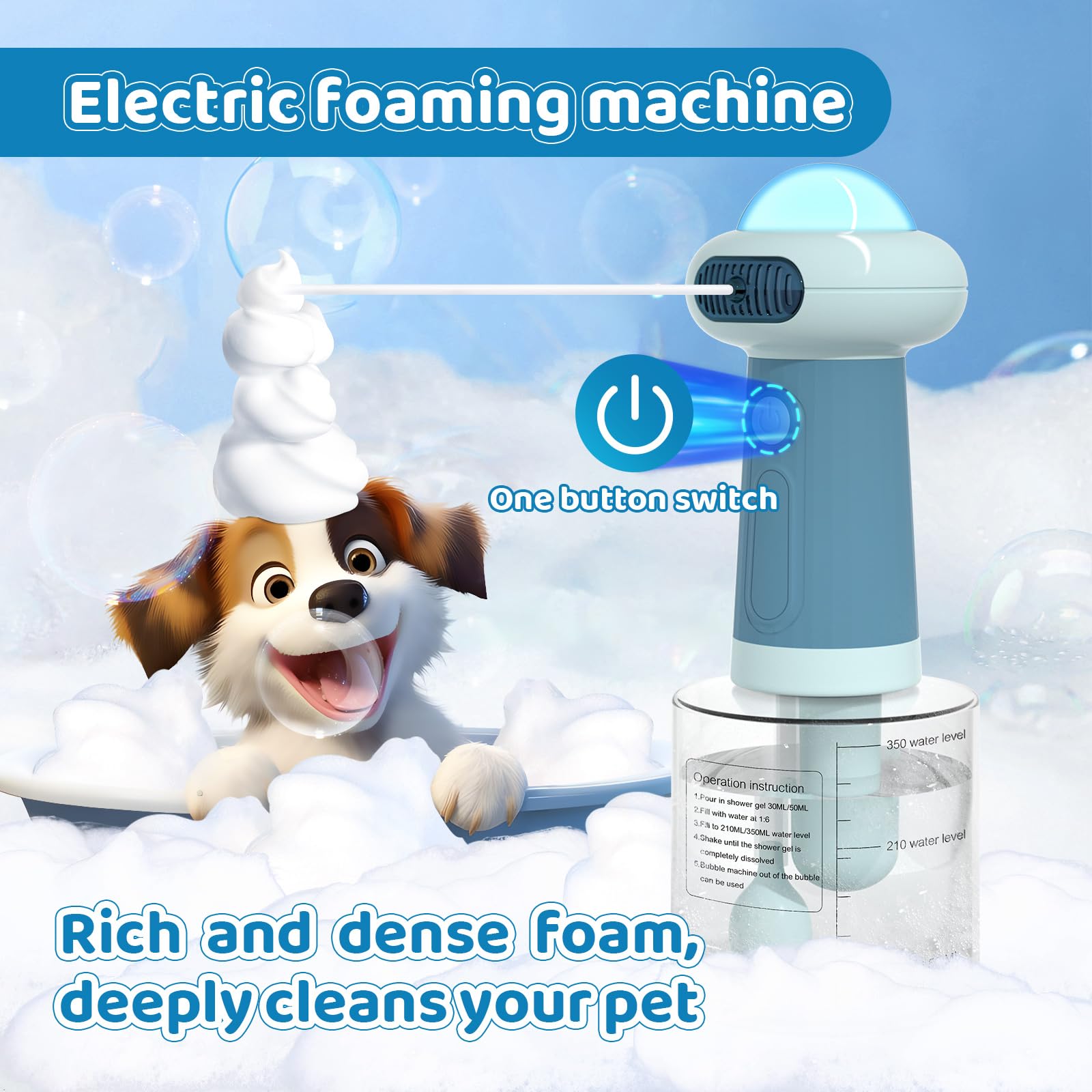 Coocake Electric Dog Shampoo Dispenser IPX7 waterproof keeps baths mess-free.