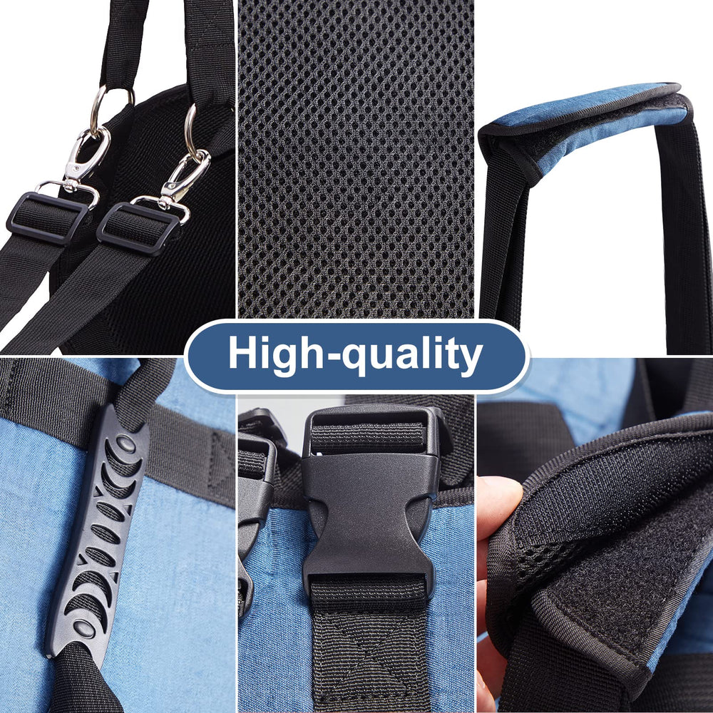 Coodeo dog carry sling demonstrates easy-on feature for fast setup
