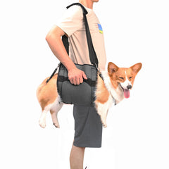 COODEO dog carry sling front view demonstrates ergonomic support for stairs and transfers.