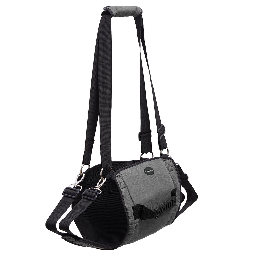 COODEO dog carry sling XL black side view showing ergonomic support for senior dogs