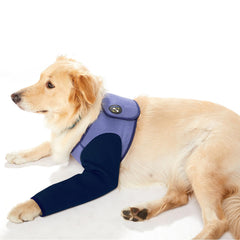 Coodeo dog recovery sleeve on a purple 2XL dog prevents licking wounds.