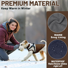 COOHAMS dog winter coat built-in harness enables quick, secure leash clipping.