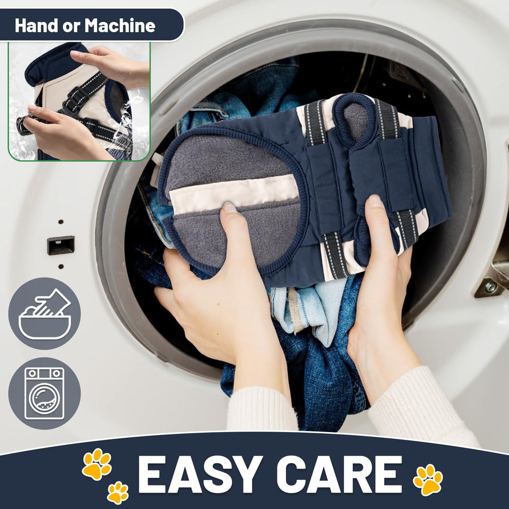 COOHAMS dog winter coat machine washable design simplifies care.