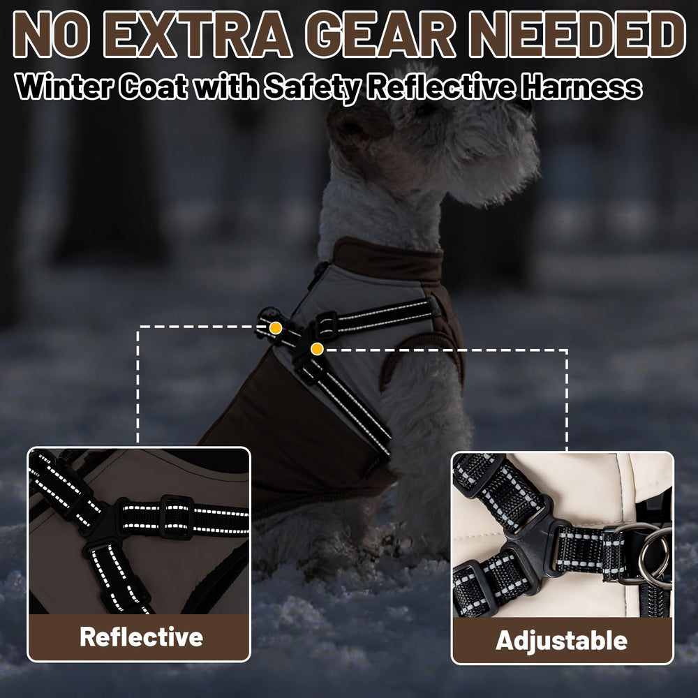 COOHAMS dog winter coat full-length zipper makes on/off rapid and fuss-free.