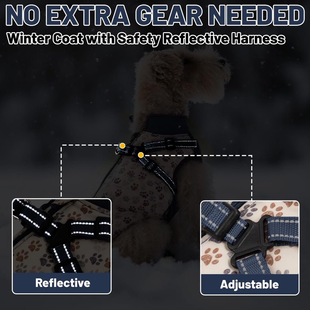 COOHAMS dog winter coat in-use shows cozy warmth during snowy strolls.