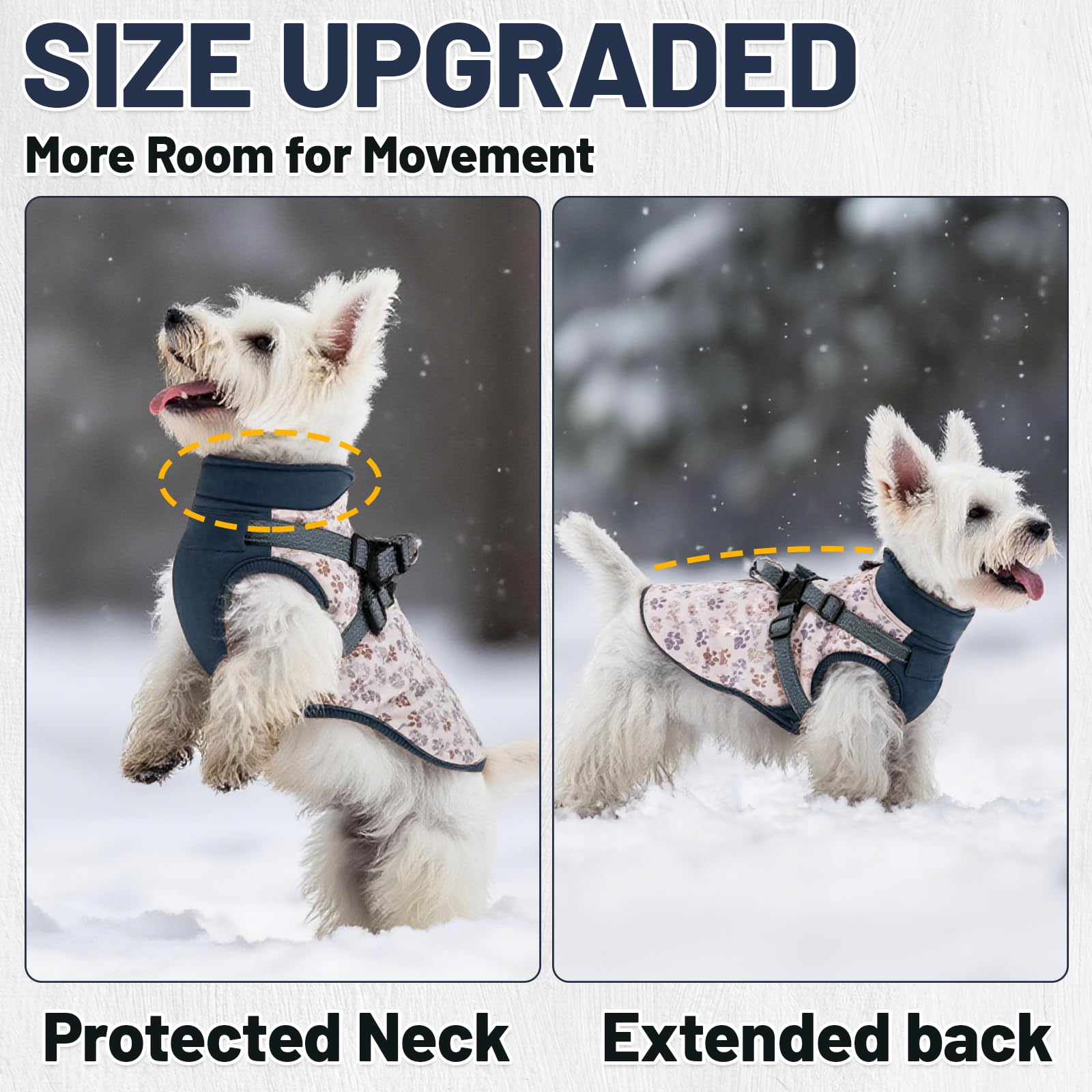 COOHAMS dog winter coat night-reflective-strips improve safety during dawn walks.