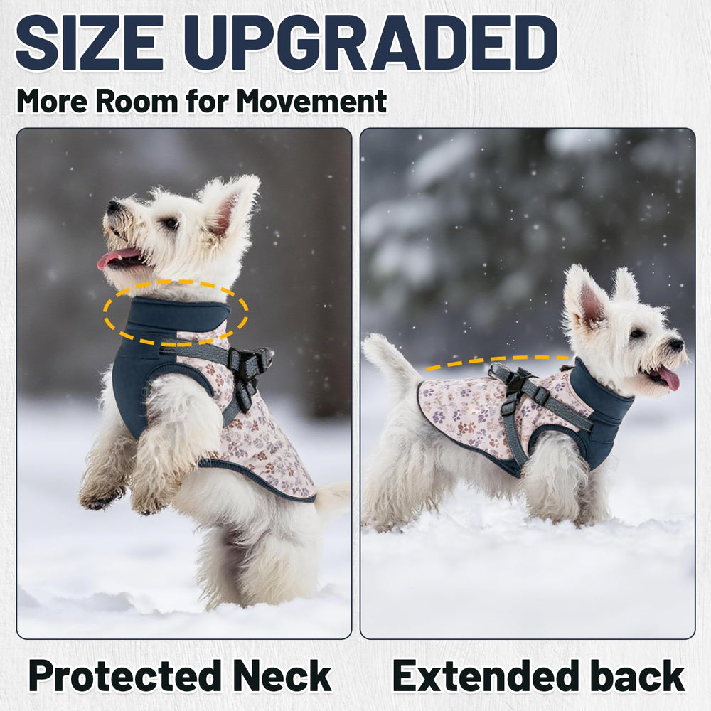 COOHAMS dog winter coat night-reflective-strips improve safety during dawn walks.