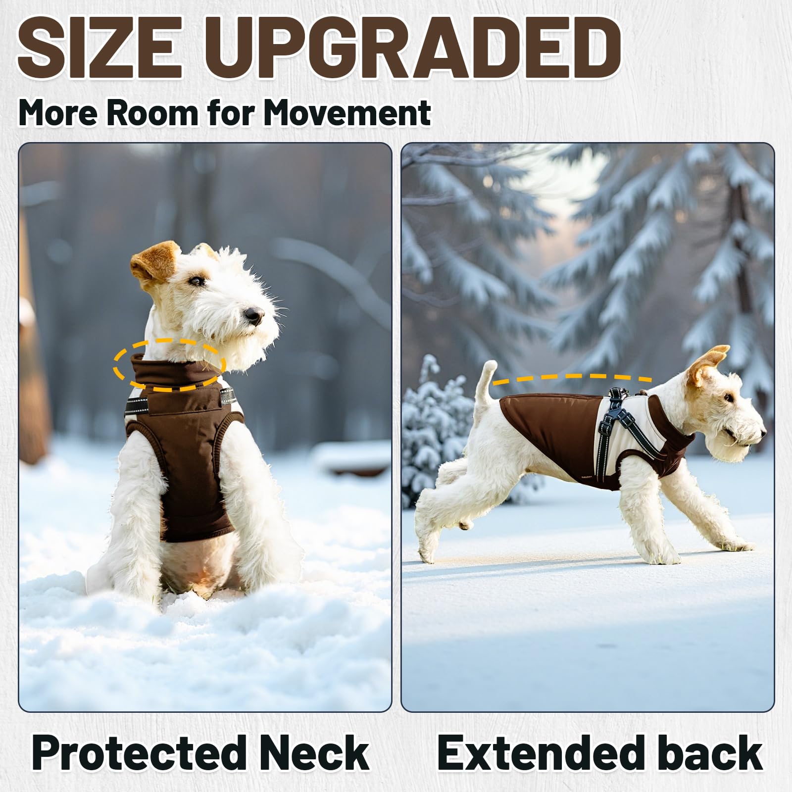 COOHAMS dog winter coat plush interior keeps your pup feeling cozy indoors.