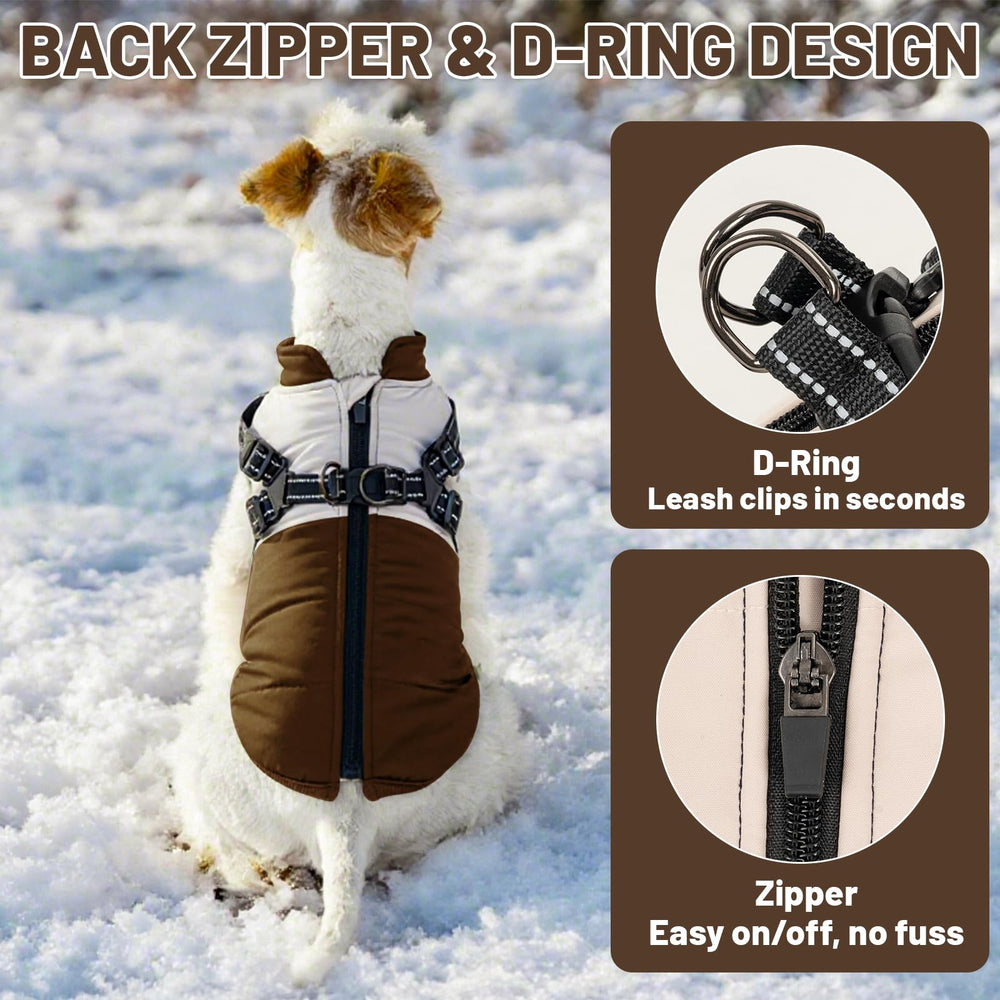 COOHAMS dog winter coat reflective strips enhance visibility for safety at dawn or dusk.