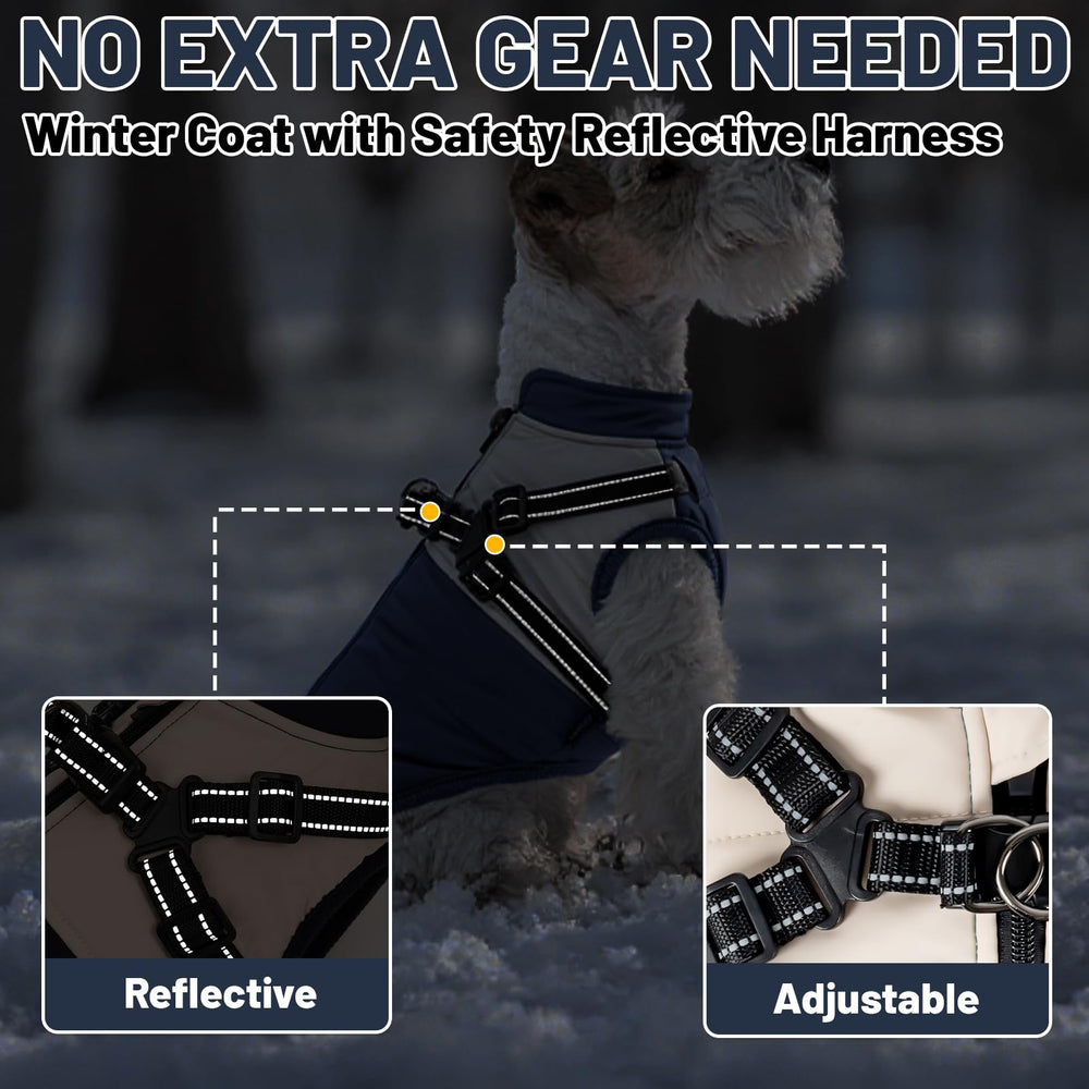 COOHAMS dog winter coat reflective strips enhance visibility during dusk walks.