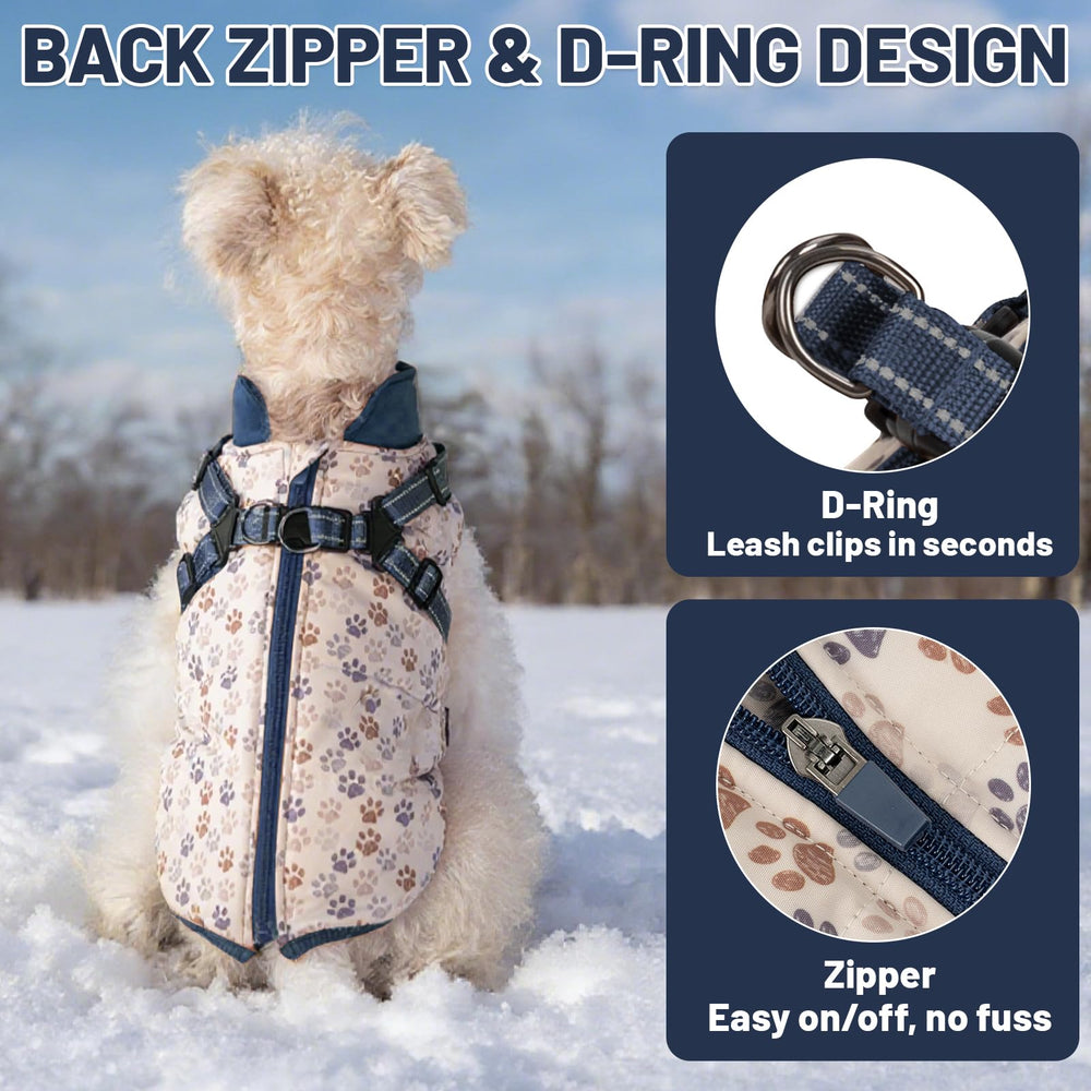 COOHAMS dog winter coat waterproof-material close-up demonstrates windproof shell and durable fabric.