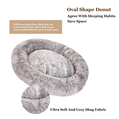 Coohom oval calming donut dog bed with anti-slip bottom for secure placement