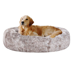 Coohom oval calming donut dog bed with soft faux fur for cozy lounging