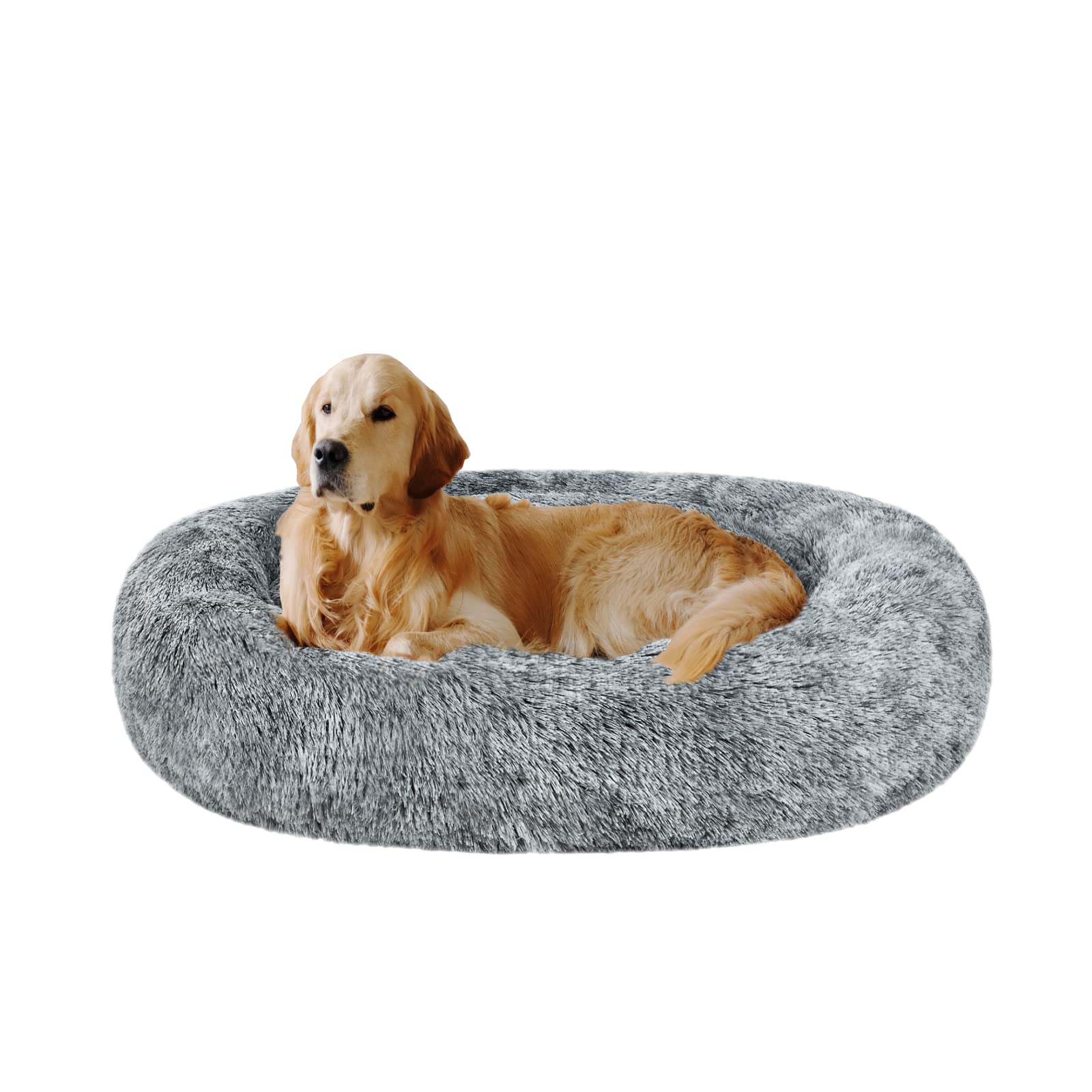 Coohom oval calming donut dog bed grey 30x24 offering curl-up comfort for small dogs