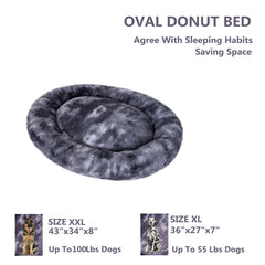 Coohom oval calming donut bed side view emphasizes raised rim for neck support.
