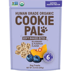 CookiePal Organic Blueberry & Pumpkin soft baked dog treat close-up, ideal training reward and tasty snack
