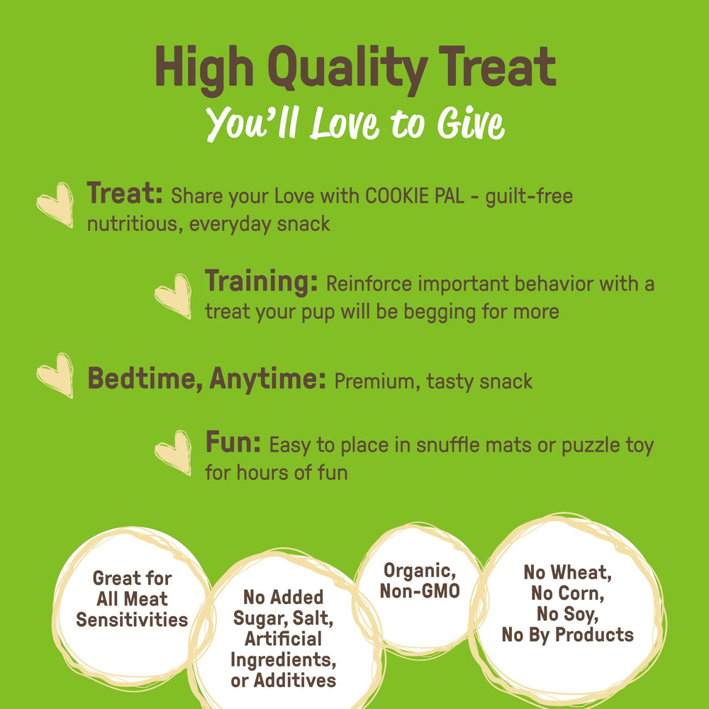 CookiePal organic non-GMO badge reinforces trusted, certified-quality dog nourishment.