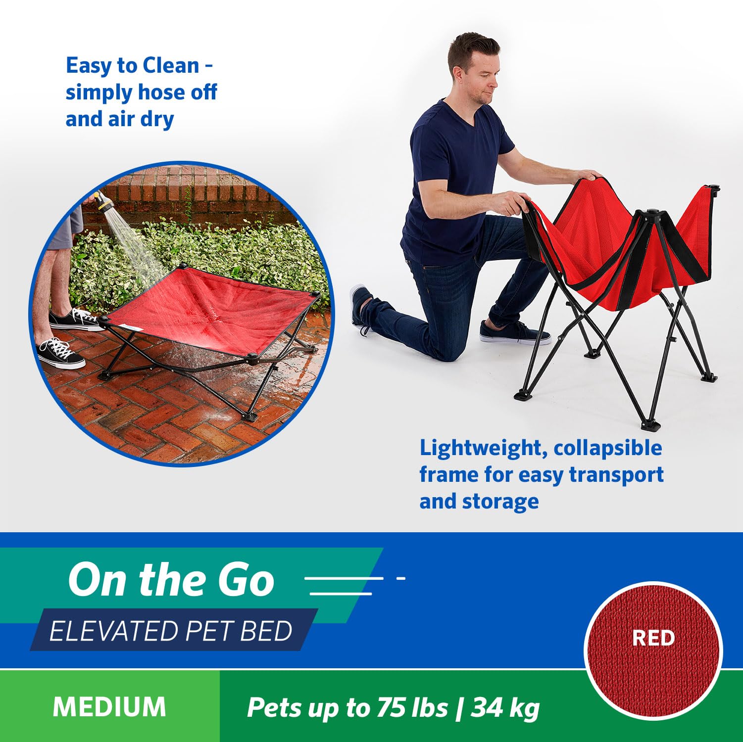 Coolaroo On-The-Go Bed moisture-resistant fabric; easy to hose off after trips.
