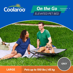 Coolaroo On-The-Go Elevated Dog Bed features breathable fabric for airflow.