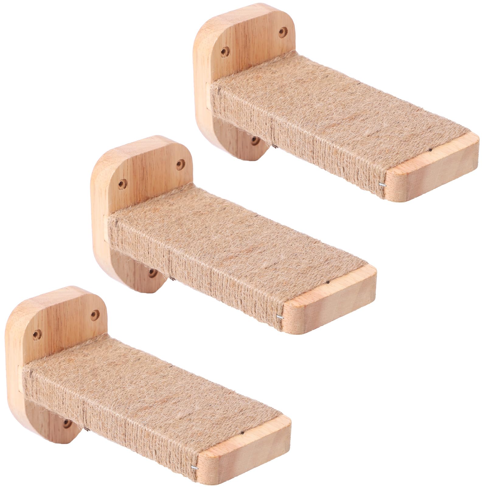 COOLEX cat wall steps assembly view offers stable natural wood support for climbing.