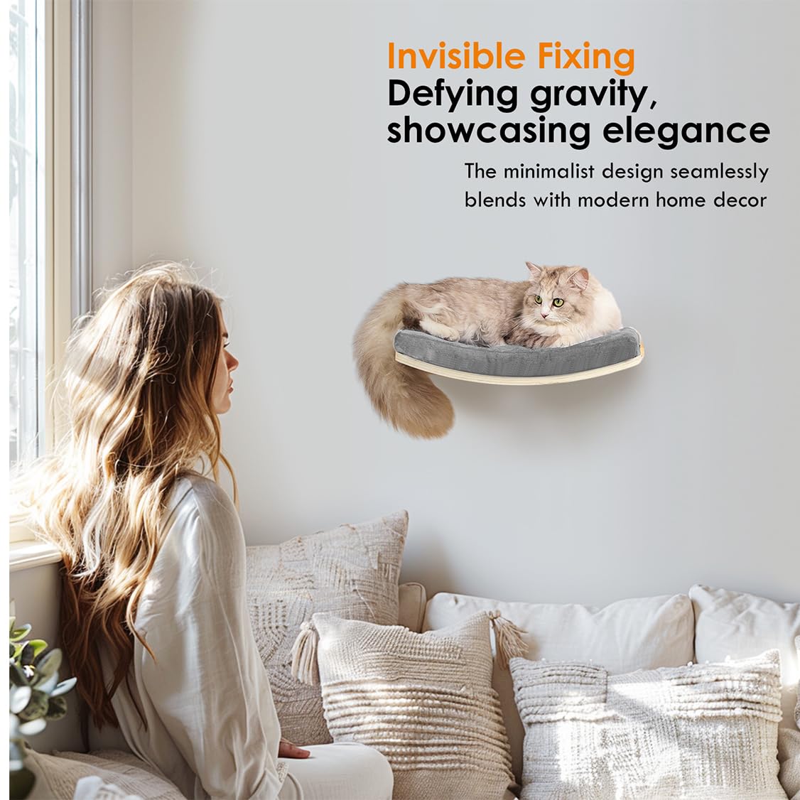 COOLEX curved wood finish design adds elegant décor to cat furniture collection.
