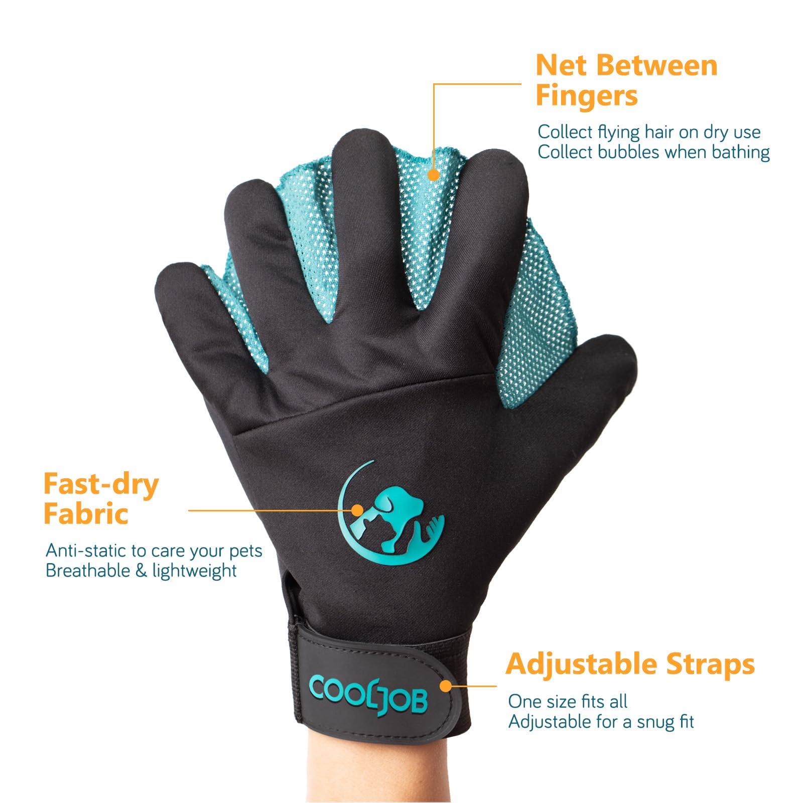 COOLJOB gloves show 384 varied-length 3D tips for efficient fur removal