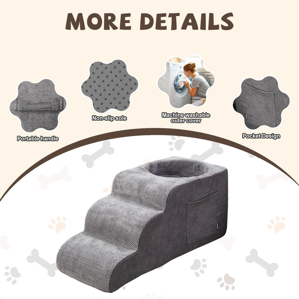 Cooloo8 dog stairs removable cover gray, simple machine-wash cleanup after muddy adventures.