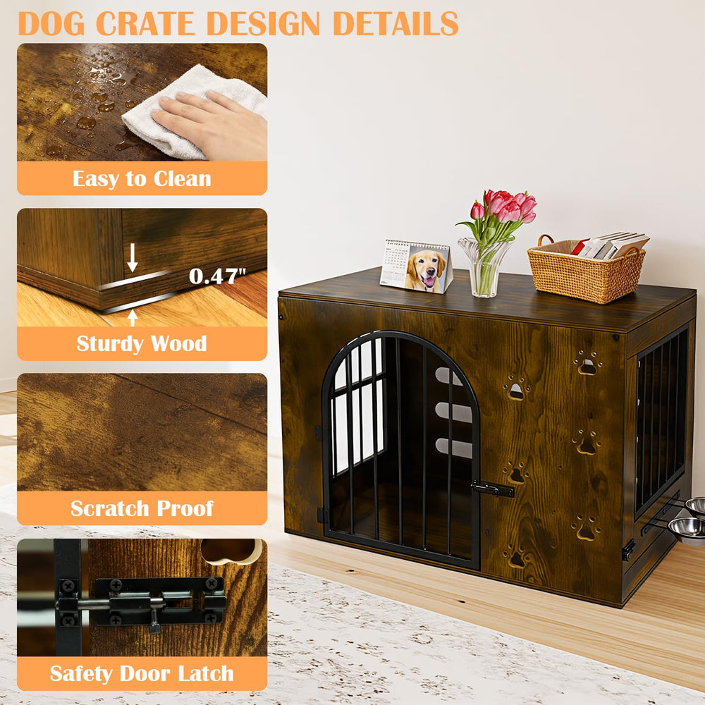 Coolsheepsia dog crate bowls provide convenient mealtime within the furniture