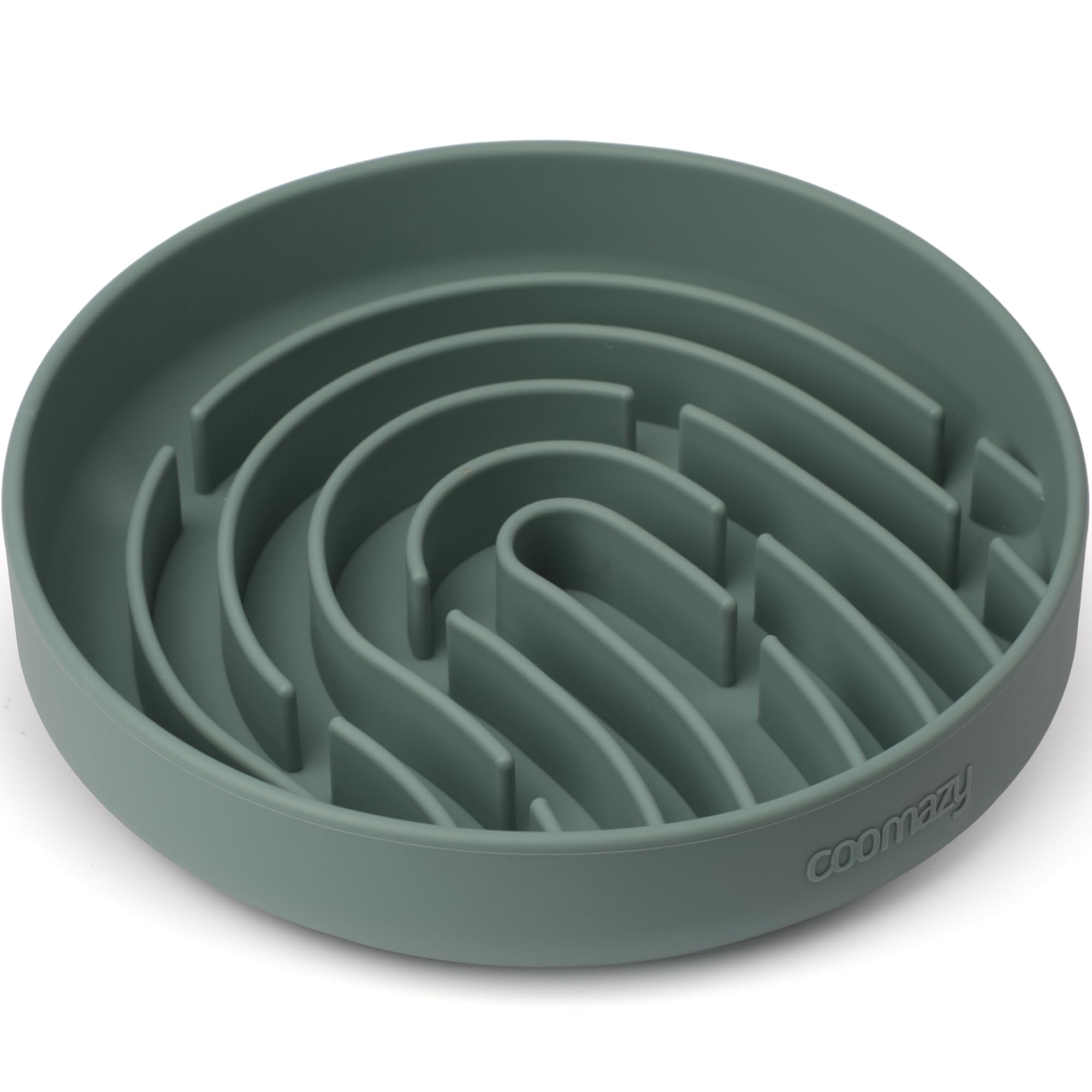 Coomazy large silicone slow feeder dog bowl in dark green slows meals.