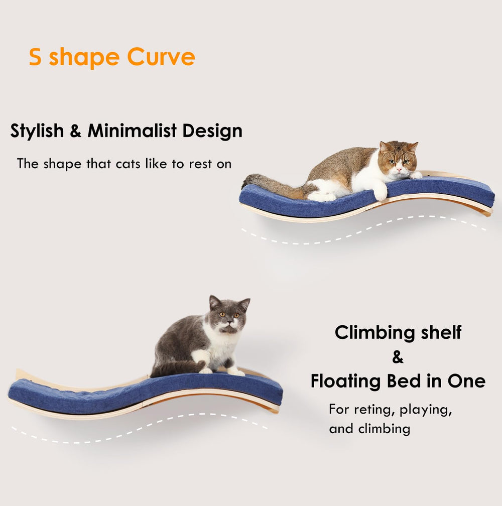 Cooolex cat wall shelf in use, a cozy lounging scene by a window