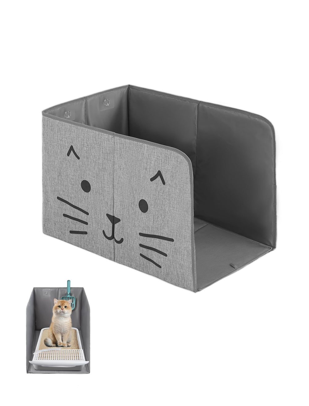 Coorganisers waterproof litter box enclosure splash guard shields floors from spray.