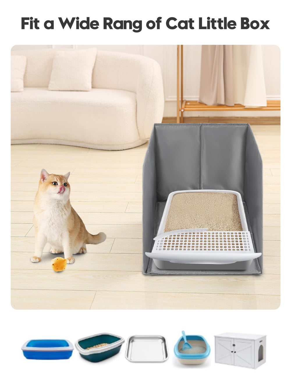 Coorganisers wide 24.02 x 16.14 x 16.14 inches fits most litter boxes easily.