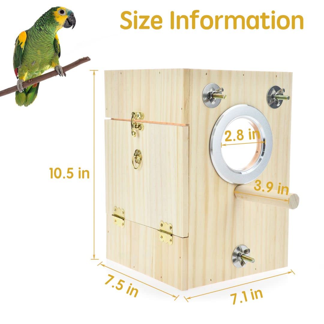 CooShou bird nest box inside view revealing eggs shelter and safe compartments.