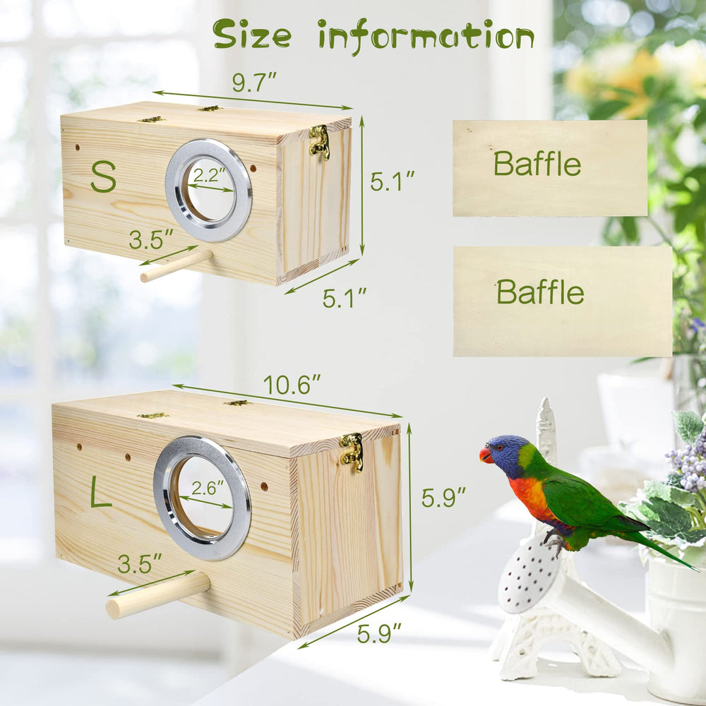 CooShou parakeet nesting box detachable wooden board creates a dark sleeping area at night.