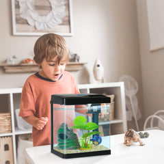 COOSPIDER Betta Tank front view highlights scratch-resistant glass and smooth edges.