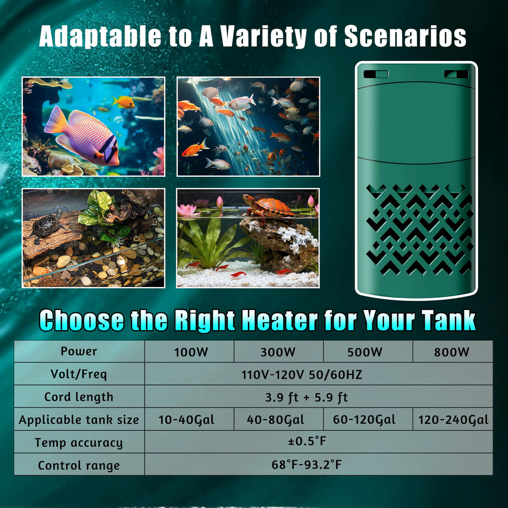 coospider-repta 300W heater green housing fits nature-inspired aquariums