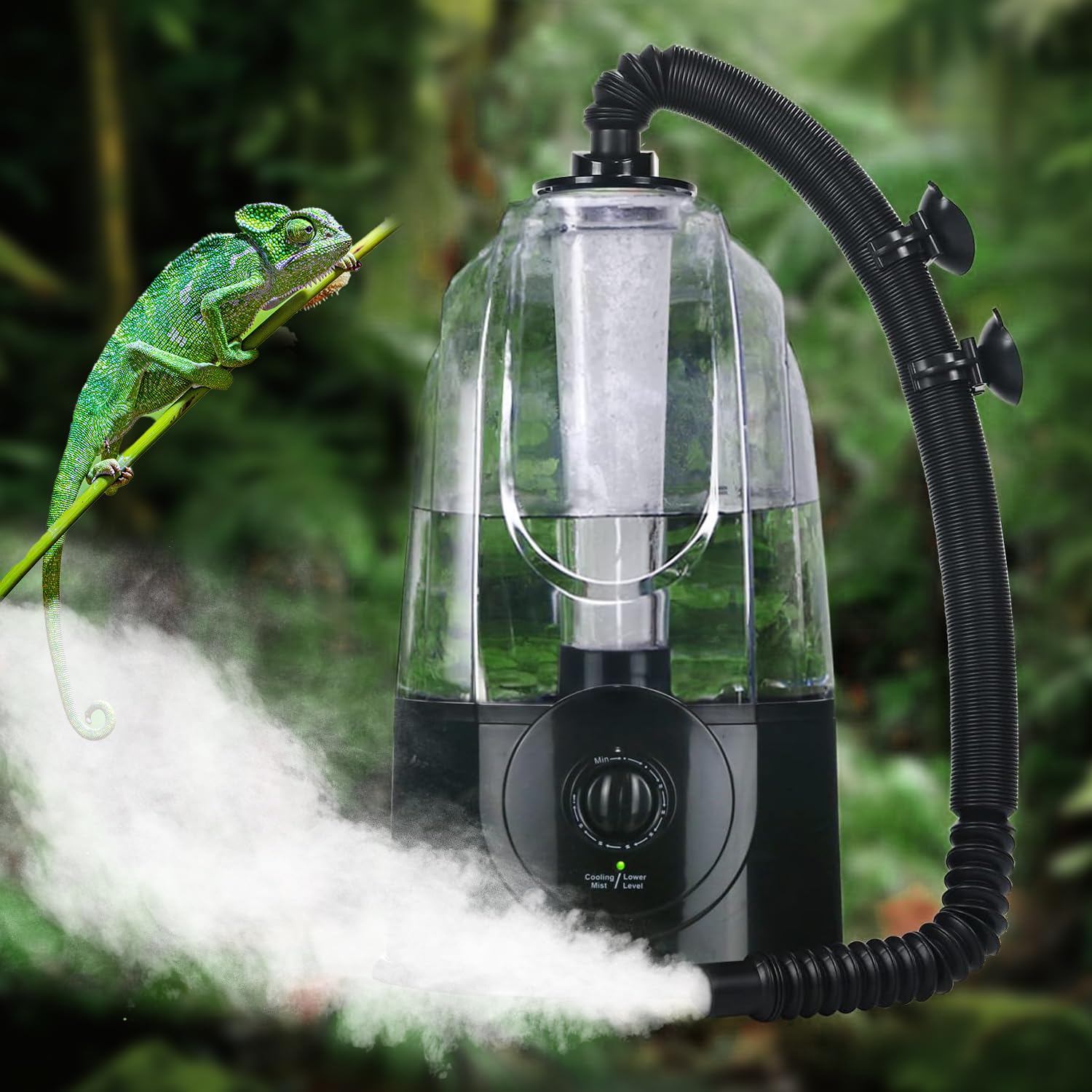 COOSPIDER reptile mister front view shows compact, quiet terrarium humidification.