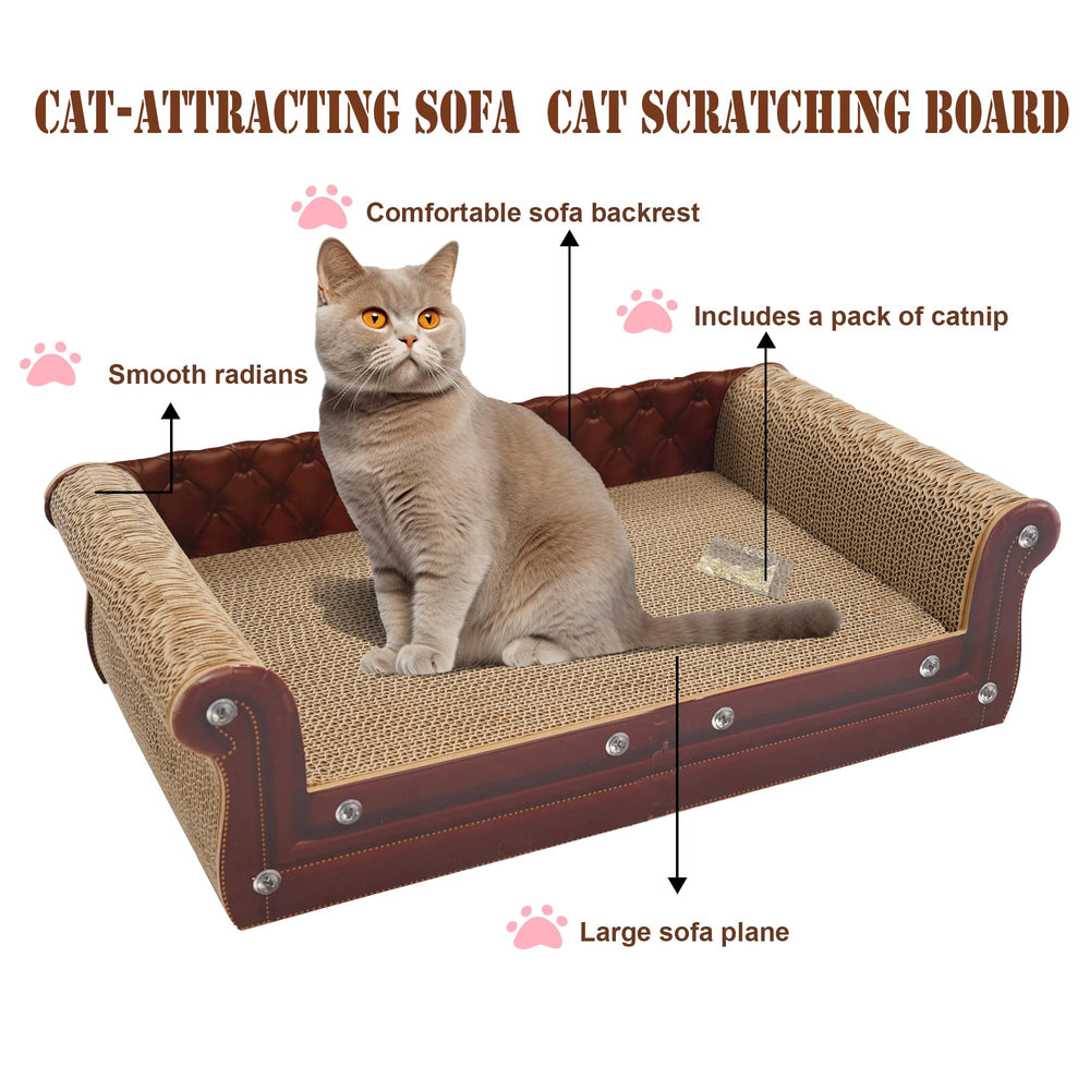 COOZMENT Scratching Sofa catnip feature attracts and calms cats.