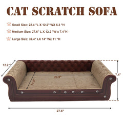COOZMENT Scratching Sofa front view with backrest for lounging and scratching.