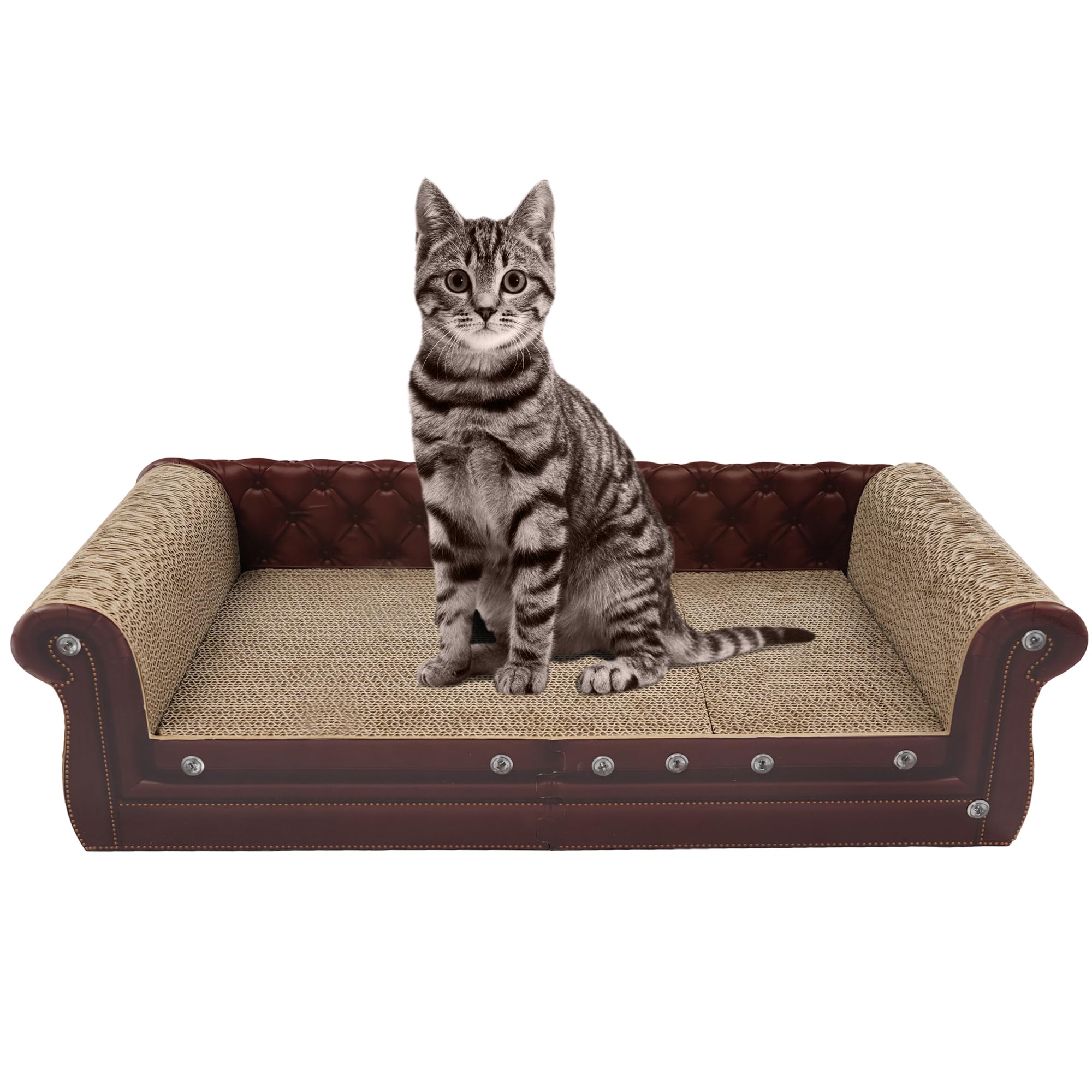 COOZMENT Scratching Sofa side view shows durable cardboard and comfy lounging space for cats.