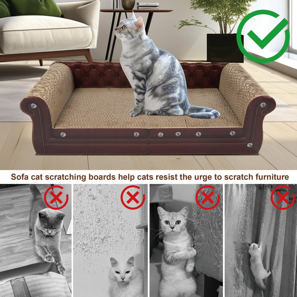 COOZMENT Scratching Sofa top view highlights large platform for resting and scratching.