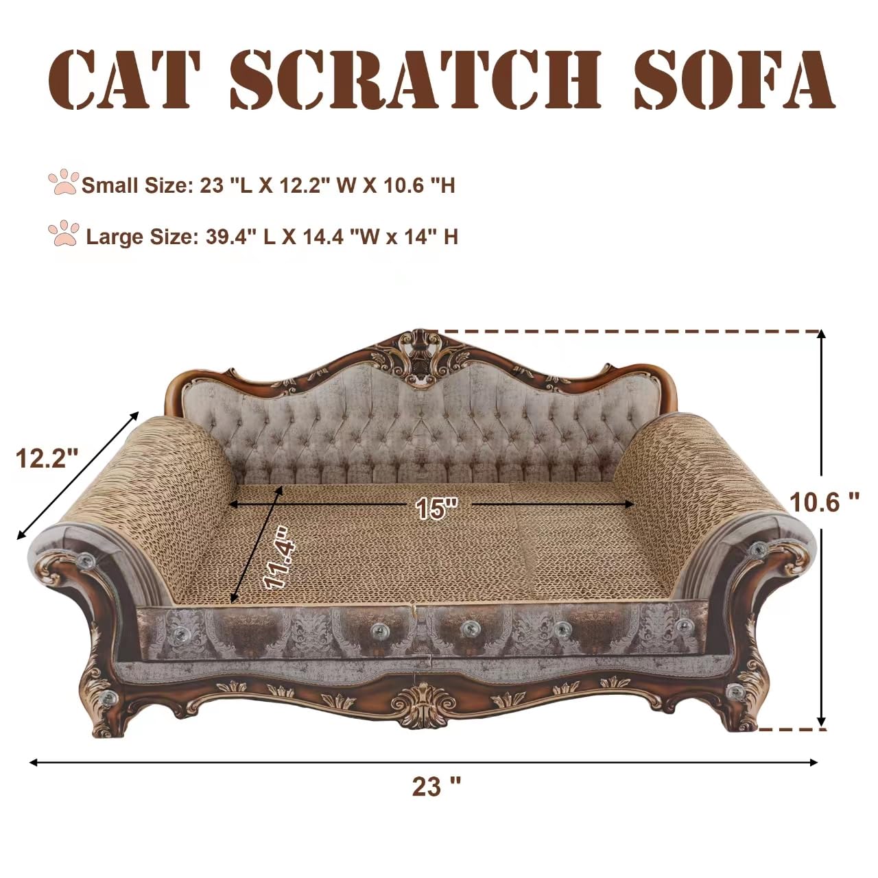 COOZMENT sofa-shaped scratching couch backrest design supports relaxed lounging for cats