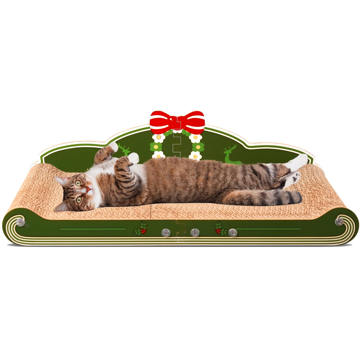 COOZMENT sofa-scratching-couch lounge shows roomy space for cats to rest and relax.