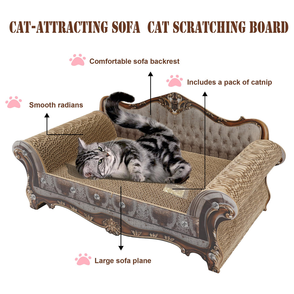 COOZMENT sofa-shaped scratching couch supports multi-cat play with generous space
